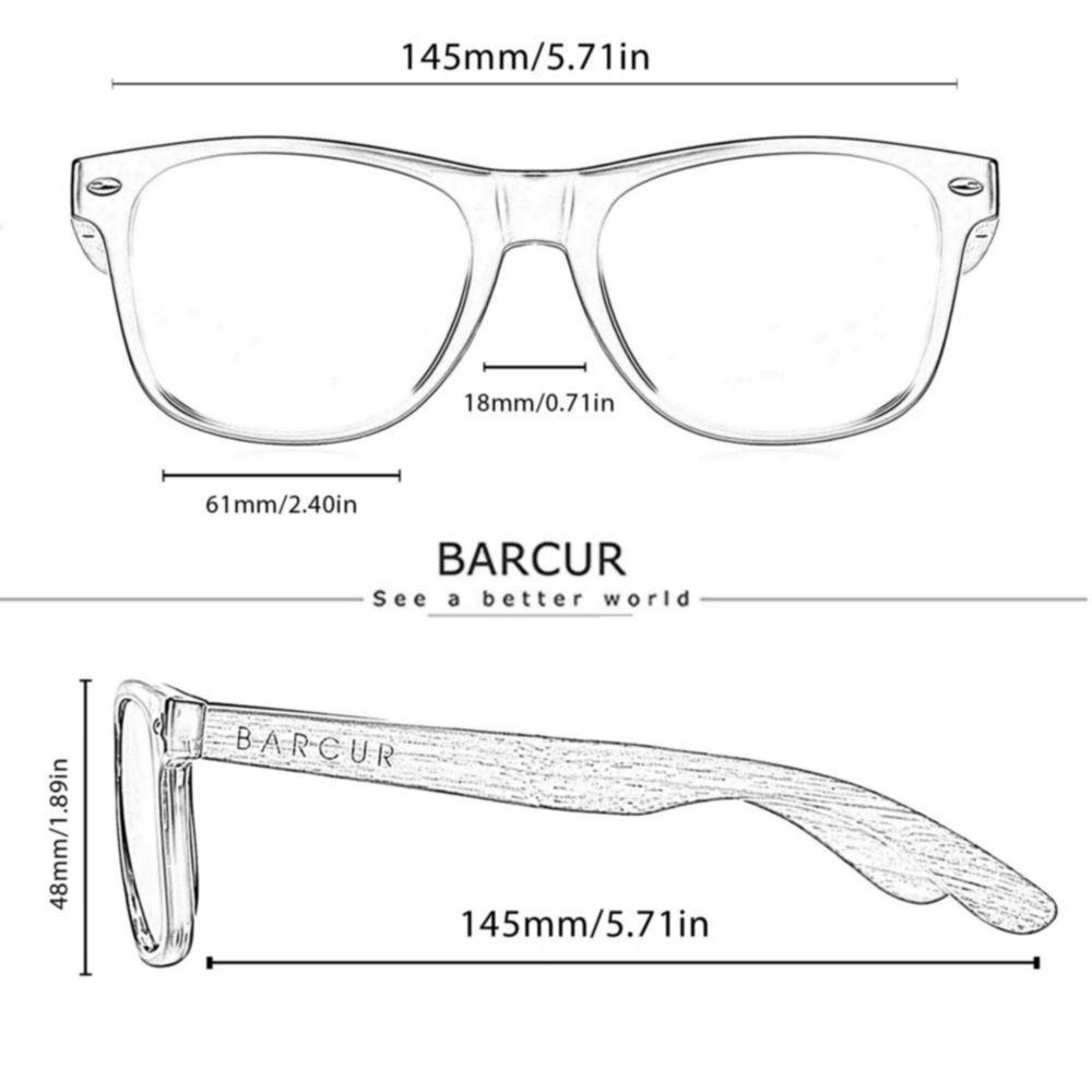 Óculos De Sol Polarizados Quadrado Hastes De Madeira Proteção Uv400 Prata - 3