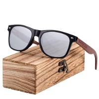 Óculos De Sol Polarizados Quadrado Hastes De Madeira Proteção Uv400 Prata - 1