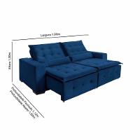 Sofá Spazzio 3 Lugares 1,80cm Retrátil E Reclinável - De Casa Décor E Estofados Azul - 3