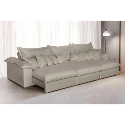 Sofá Magnifico 7 Lugares 3,50 Cm - De Casa Décor E Estofados Marrom Amarelado