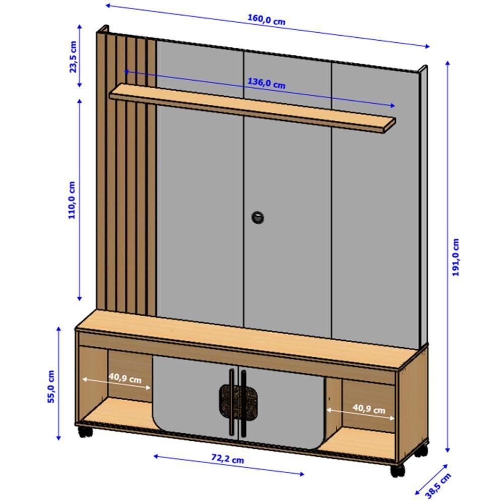 Home Estante Rack Maragogi Para Tv Até 65 Polegadas Cinamomo/Off White - 3