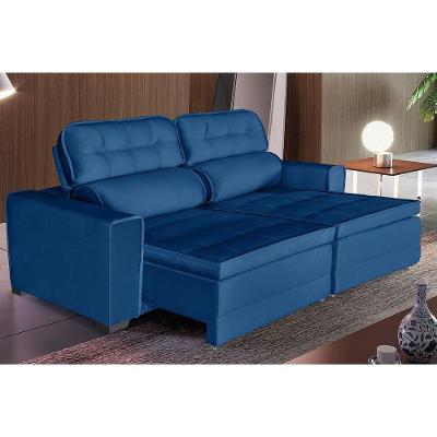 Sofá Império 5 Lugares 2,50cm Retrátil E Reclinável - De Casa Décor E Estofados Azul