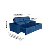 Sofá Império 5 Lugares 2,50cm Retrátil E Reclinável - De Casa Décor E Estofados Azul - 2
