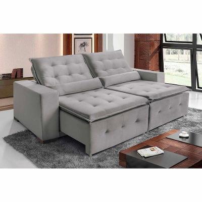 Sofá Spazzio 4 Lugares 2,20cm Retrátil E Reclinável - De Casa Décor E Estofados Cinza Claro