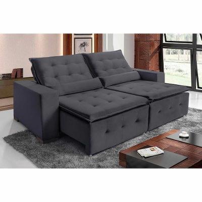 Sofá Spazzio 4 Lugares 2,20cm Retrátil E Reclinável - De Casa Décor E Estofados Cinza