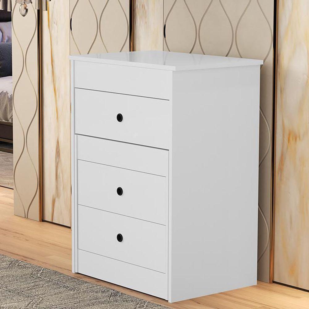 Penteadeira Olivia 3 Gavetas Banqueta Embutida Com Rodizios Branco Branco - 3