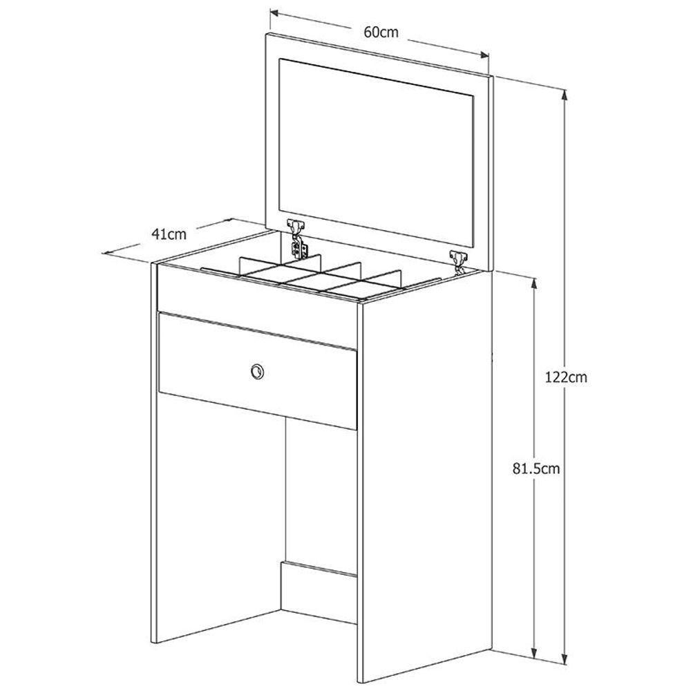 Penteadeira Olivia 3 Gavetas Banqueta Embutida Com Rodizios Branco Branco - 6