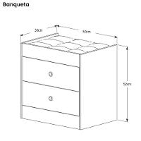 Penteadeira Olivia 3 Gavetas Banqueta Embutida Com Rodizios Branco Branco - 2