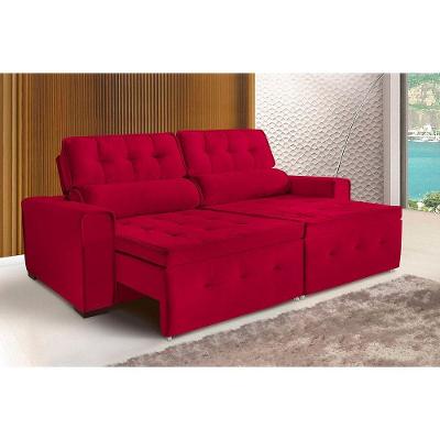 Sofá Dallas 5 Lugares 2,90cm Retrátil E Reclinável - De Casa Décor E Estofados Vermelho