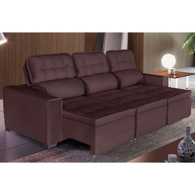 Sofá Império 6 Lugares 2,90cm Retrátil E Reclinável - De Casa Décor E Estofados Marrom