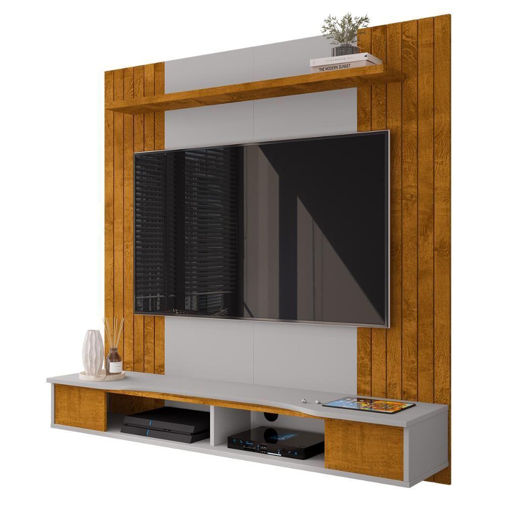 Painel Suspenso Ipanema Sala Tv Até 55 Polegadas Com Nicho Naturale/Off White - 2