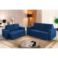 Sofá Veneza 5 Lugares, Conjunto 3e2 - Retrátil - De Casa Décor E Estofados Azul - 1