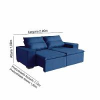 Sofá Paris 4 Lugares 2,20cm Retrátil E Reclinável - De Casa Décor E Estofados Azul - 3