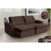 Sofá Londres Com Porta Copo 4 Lugares 2,20cm - De Casa Décor Estofados Marrom - 1