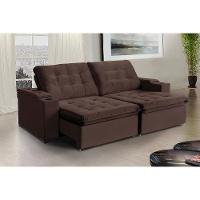 Sofá Londres Com Porta Copo 4 Lugares 2,20cm - De Casa Décor Estofados Marrom - 3