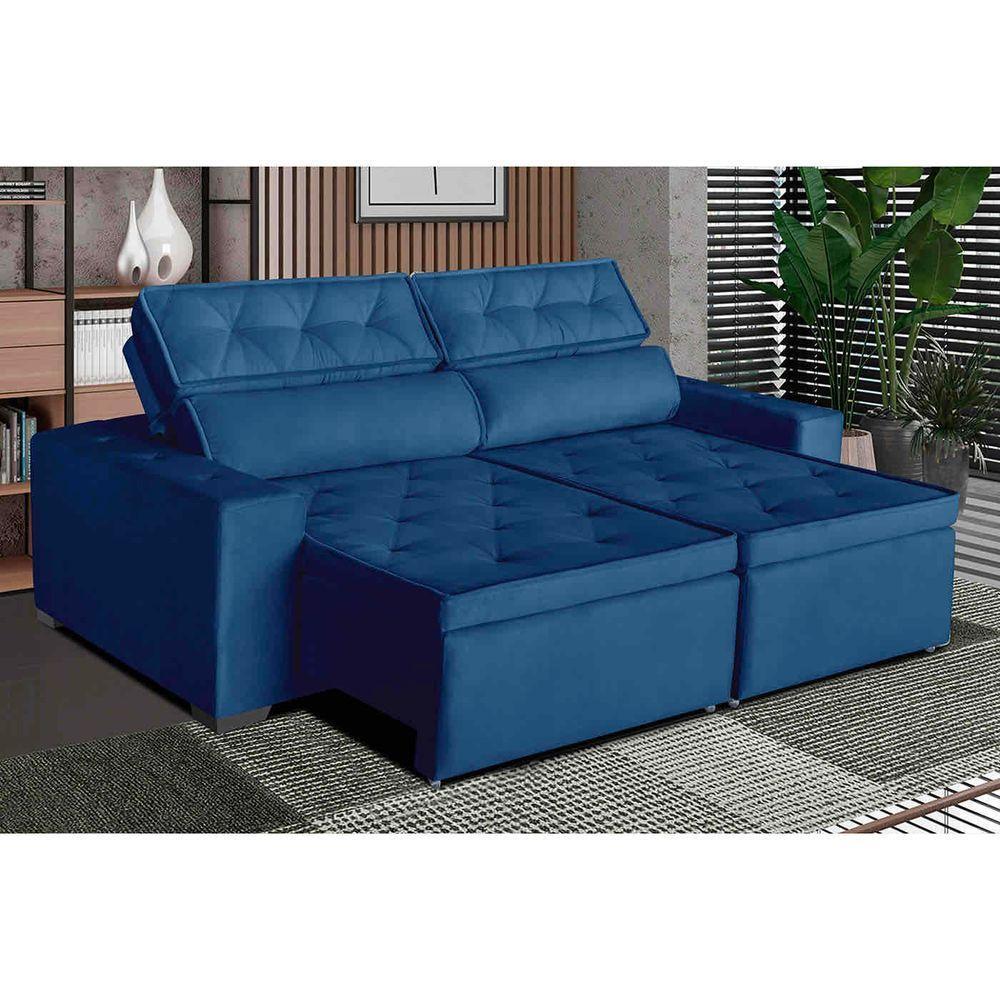 Sofá áustria 4 Lugares 2,50cm - De Casa Décor E Estofados Azul - 1