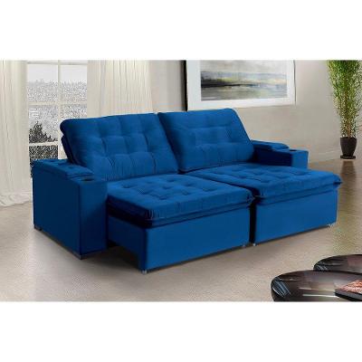 Sofá Londres Com Porta Copo 5 Lugares 2,70cm- De Casa Décor Estofados Azul