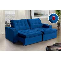 Sofá Londres Com Porta Copo 5 Lugares 2,70cm- De Casa Décor Estofados Azul - 2