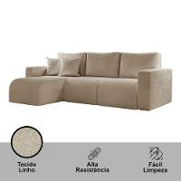 Sofá Living 70cm + 70cm Com Chaise Esquerdo Meu Sofá Online A226 Linho Bege - 6