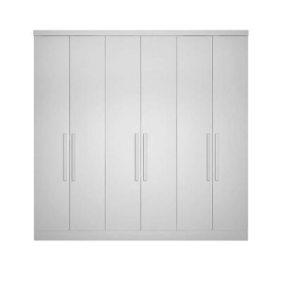 Guarda Roupa Casal Safira 6 Portas de Bater 4 Gavetas Branco MDF
