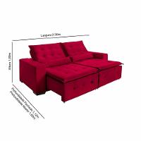 Sofá Spazzio 3 Lugares 2,00mt Retrátil E Reclinável - De Casa Décor E Estofados Vermelho - 3
