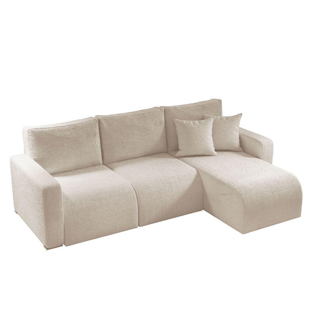 Sofá Living 90cm + 90cm Com Chaise Direito Meu Sofá Online A302 Linho Branco - 4