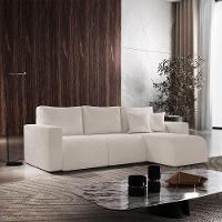 Sofá Living 90cm + 90cm Com Chaise Direito Meu Sofá Online A302 Linho Branco - 1