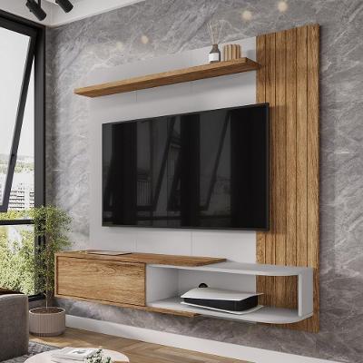 Painel Suspenso Paraty Sala Tv Até 55 Polegadas Com 1 Porta Cinamomo/Off White