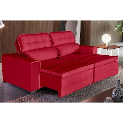 Sofá Império 5 Lugares 2,50cm Retrátil E Reclinável - De Casa Décor E Estofados Vermelho