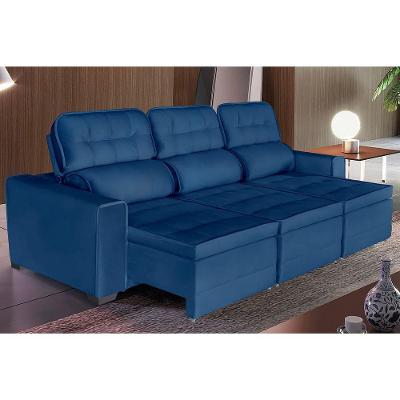 Sofá Império 6 Lugares 2,90cm Retrátil E Reclinável - De Casa Décor E Estofados Azul