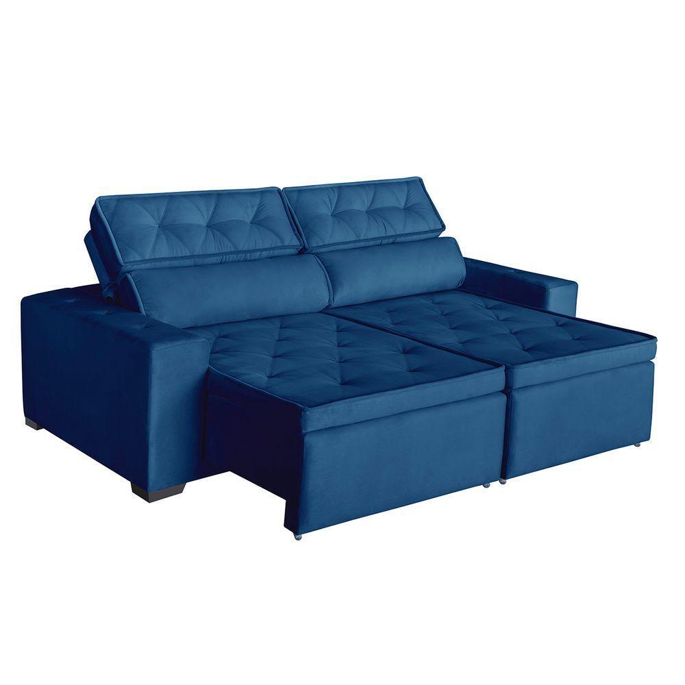 Sofá áustria 3 Lugares 1,80 Cm - De Casa Décor E Estofados Azul - 3