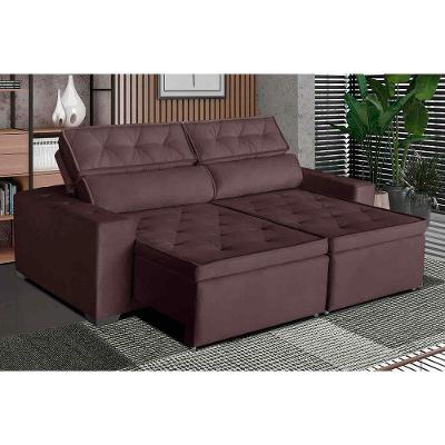 Sofá Austria 4 Lugares 2,50cm - De Casa Décor E Estofados Marrom