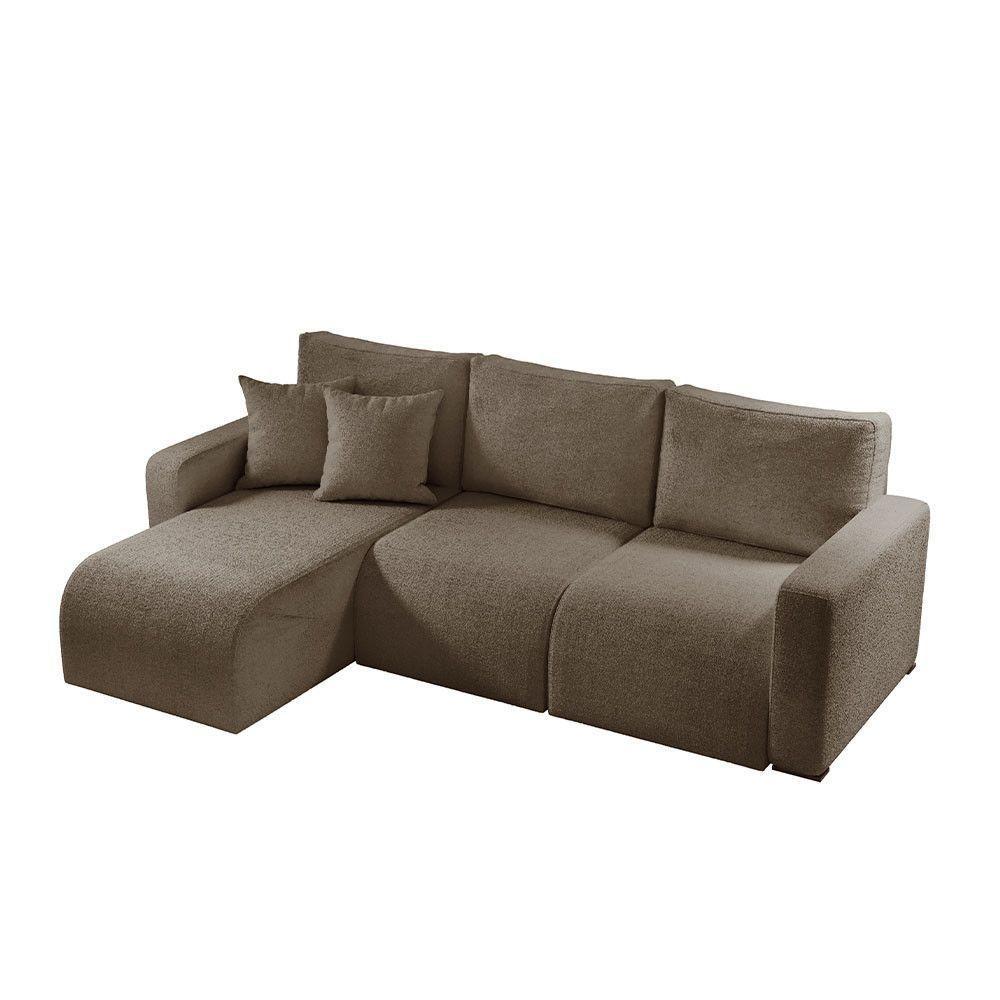 Sofá Living 90cm + 90cm Mais Chaise Esquerdo Meu Sofá Online B016 Veludo Marrom - 5