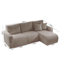 Sofá Living 70cm + 70cm Com Chaise Direito Meu Sofá Online B002 Veludo Capuccino - 2