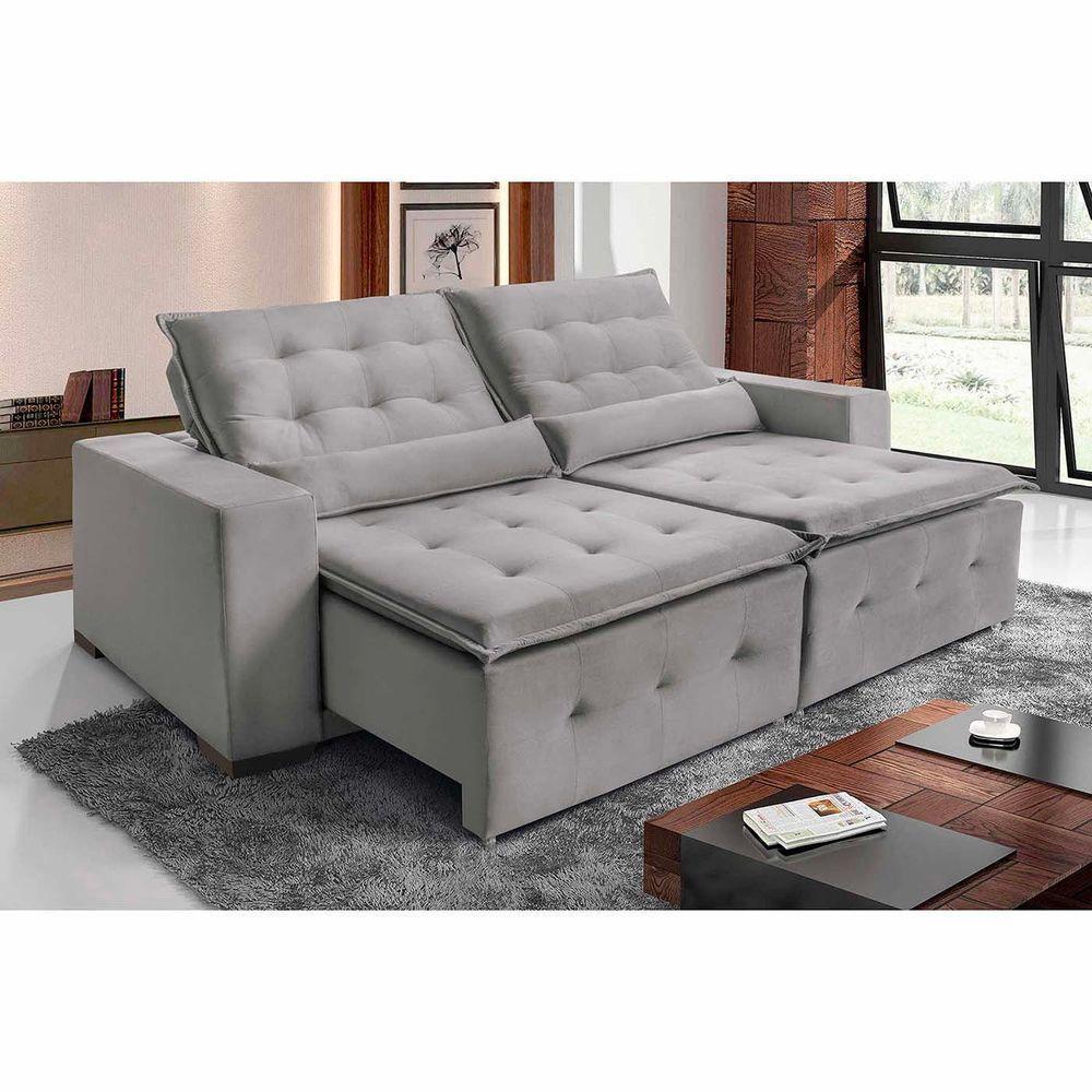 Sofá Spazzio 2lugares 1,60cm Retrátil E Reclinável - De Casa Décor E Estofados Cinza Claro - 1