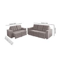 Sofá Veneza 5 Lugares, Conjunto 3e2 - Retrátil - De Casa Décor E Estofados Cinza Claro - 2