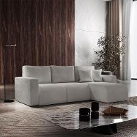 Sofá Living 90cm + 90cm Com Chaise Direito Meu Sofá Online B026 Veludo Prata - 1