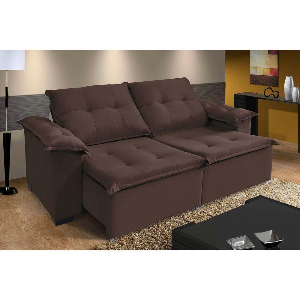 Sofá Berlin 4 Lugares 2,20cm - De Casa Décor E Estofados Marrom - 1