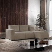 Sofá Living 90cm + 90cm Com Chaise Direito Meu Sofá Online B002 Veludo Capuccino - 1