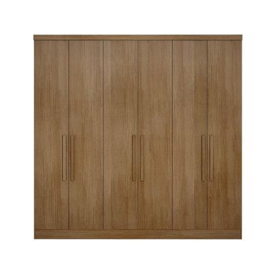 Guarda Roupa Casal Safira 6 Portas de Bater 8 Gavetas Cumaru MDF