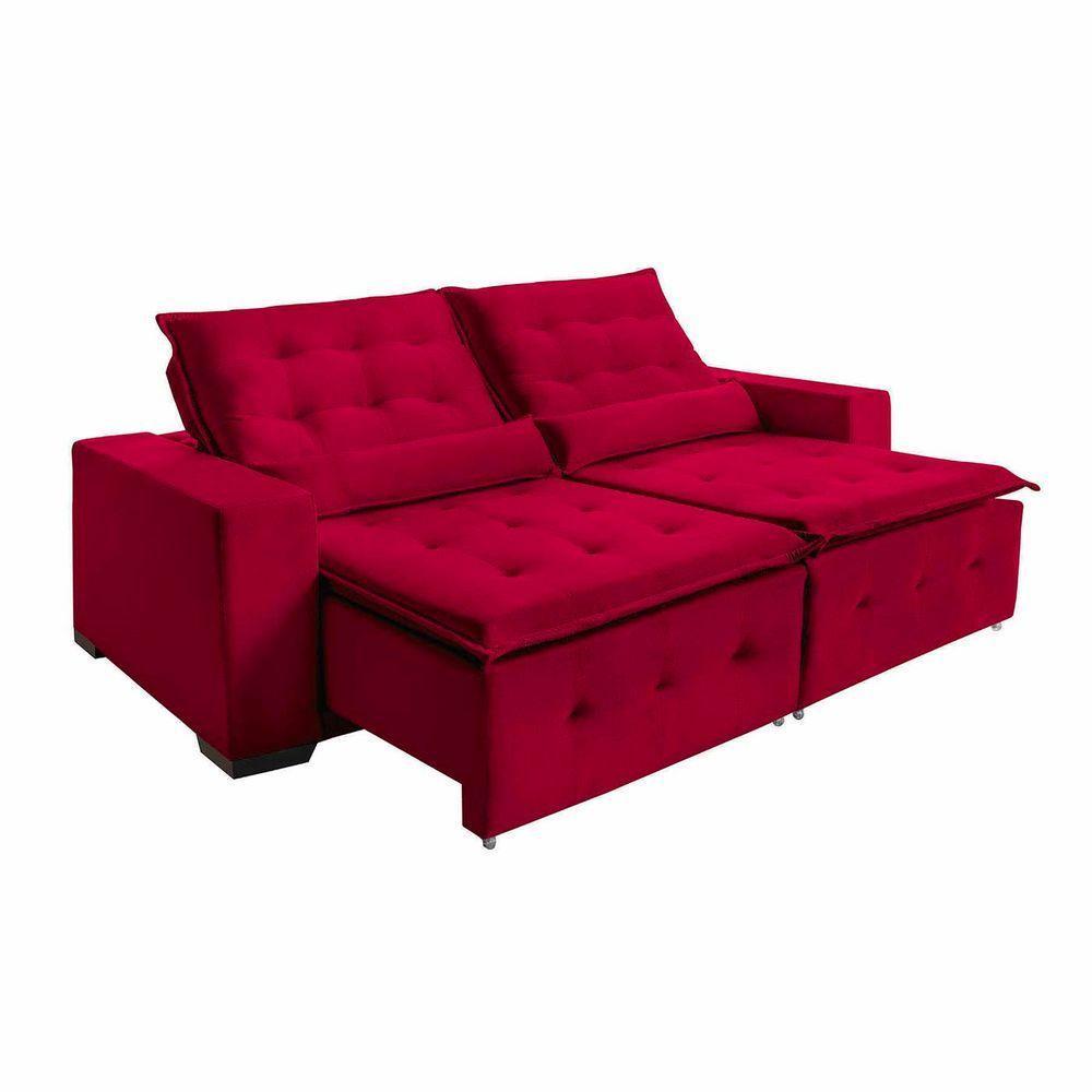 Sofá Spazzio 5 Lugares 2,50cm Retrátil E Reclinável - De Casa Décor E Estofados Vermelho - 2