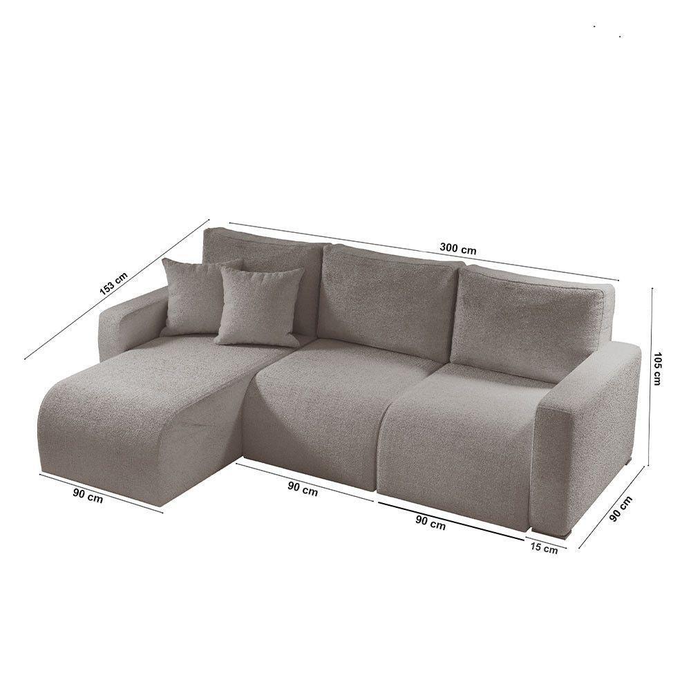 Sofá Living 90cm + 90cm Mais Chaise Esquerdo Meu Sofá Online A230 Linho Cinza - 5