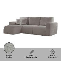 Sofá Living 90cm + 90cm Mais Chaise Esquerdo Meu Sofá Online A230 Linho Cinza - 6