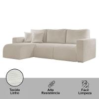Sofá Living 70cm + 70cm Com Chaise Esquerdo Meu Sofá Online A302 Linho Branco - 6