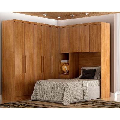 Modulo Aéreo Guarda Roupa Solteiro Safira 3 Portas Cumaru MDF