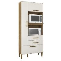 Armario Multiuso Seul Torre Cozinha Com 3 Portas E 2 Gavetas Canelato/off White  - 1