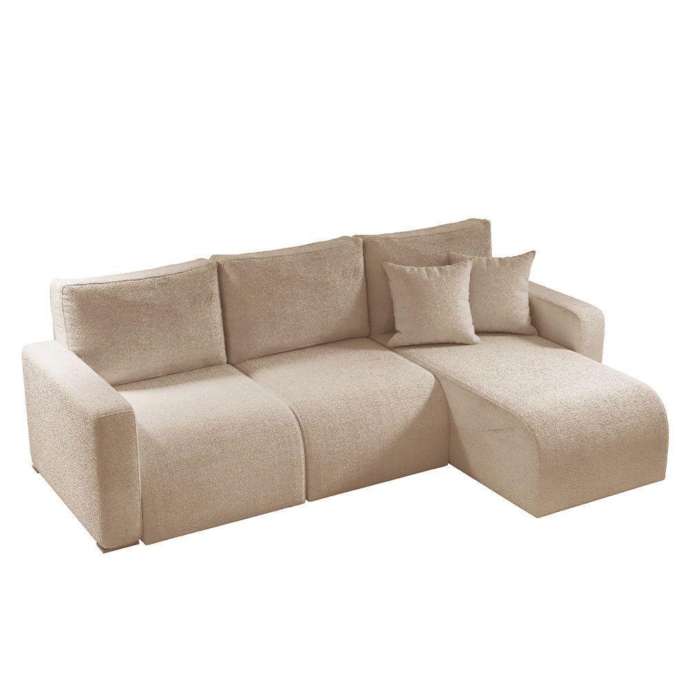 Sofá Living 90cm + 90cm Com Chaise Direito Meu Sofá Online A294 Linho Creme - 3