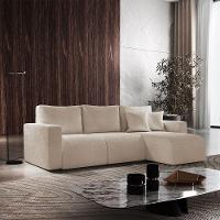 Sofá Living 90cm + 90cm Com Chaise Direito Meu Sofá Online A294 Linho Creme - 1