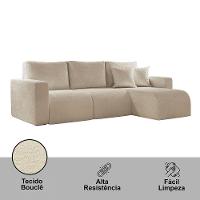 Sofá Living 90cm + 90cm Com Chaise Direito Meu Sofá Online A294 Linho Creme - 6