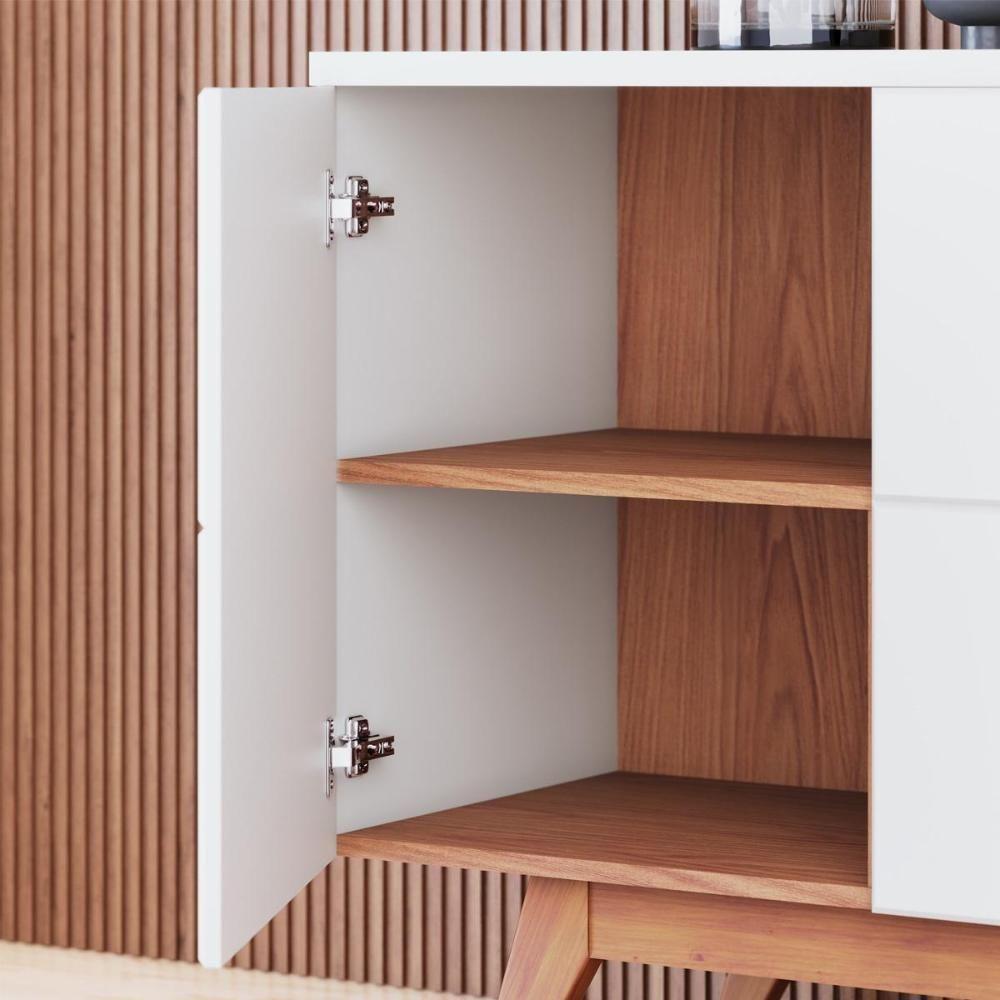 Buffet 3 Portas Detalhadas Noronha Off White Matte/freijó - 4